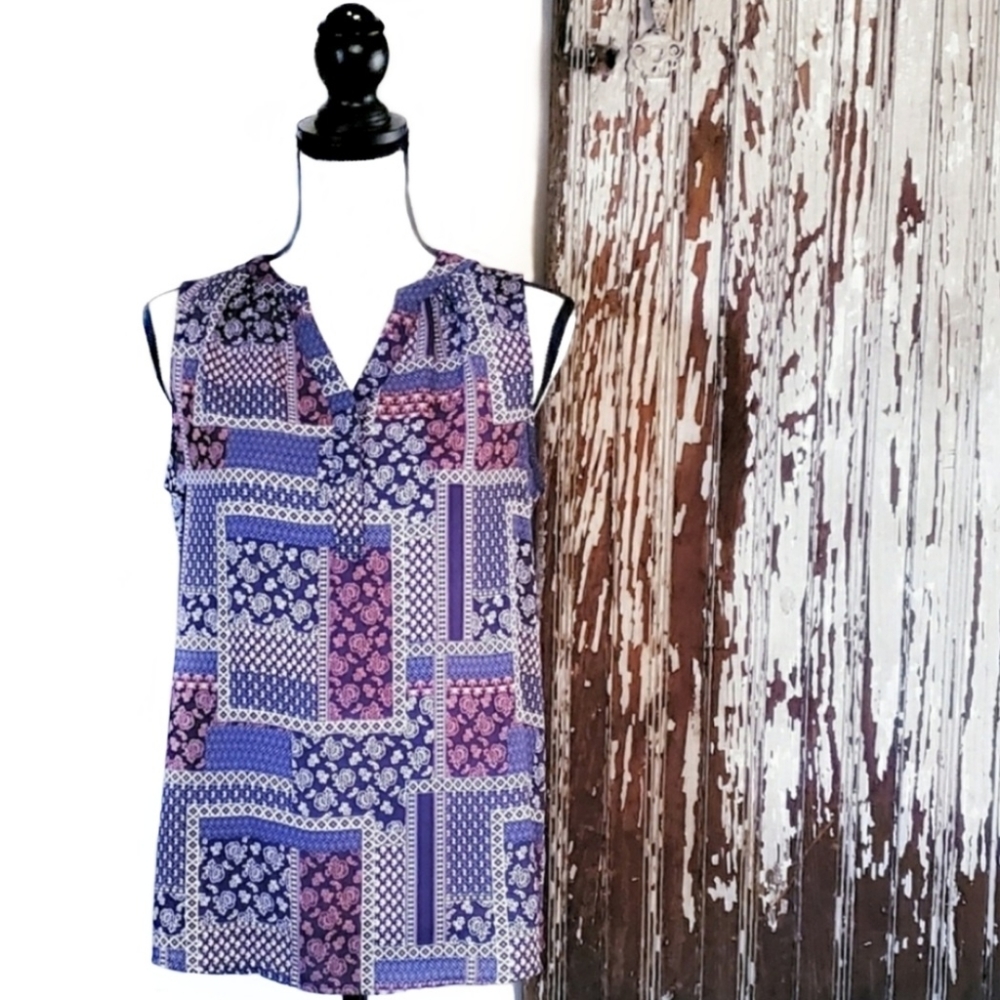 Violet & Claire Floral Sleeveless Top Multi Colored Size S